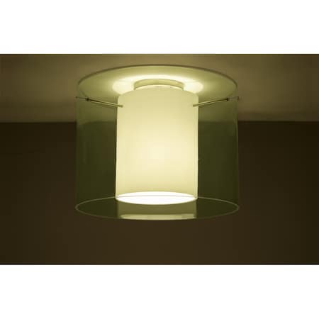 Pahu 16 Ceiling, Trans. Olive/Opal, Satin Nickel Finish, 1x11W LED